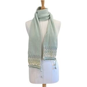 American Eagle Outfitters Wool Angora Blend Pale Blue Fair Isle Skinny Scarf